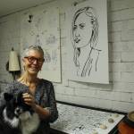 Photo by Kira Erickson/South Whidbey Record
Meredith MacLeod, photographed here with Mika, is the illustrator behind Cast of Characters.