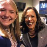 Photos provided
South Whidbey High School student Audrey Gmerek meets Vice President Kamala Harris at a press conference on the Environmental Protection Agencys Clean School Bus Initiative.