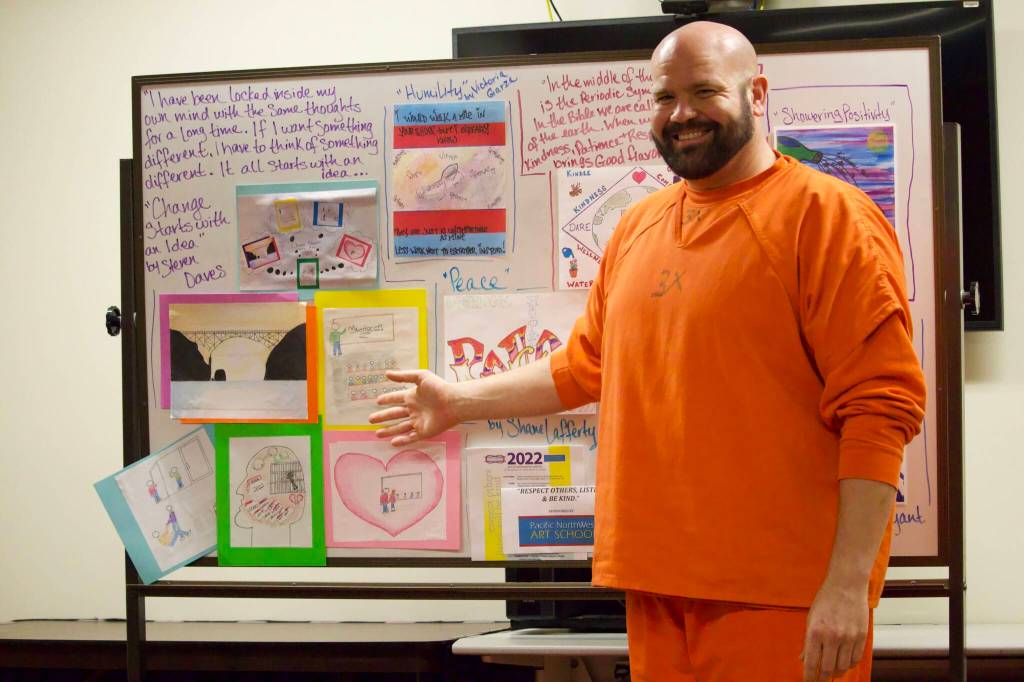 Photo by Rachel Rosen/Whidbey News-Times
Steven Daves received an honorable mention for his piece(s) entitled Change Starts with an Idea.