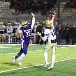 Photo by John Fisken
Oak Harbor senior Cameron Reyes reaches for the ball at the Nov. 4 game against Lakewood. The Oak Harbor varsity football team lost their home non-conference game against Lakewood with a score of 14-12. The team is 2-8 overall so far this season.