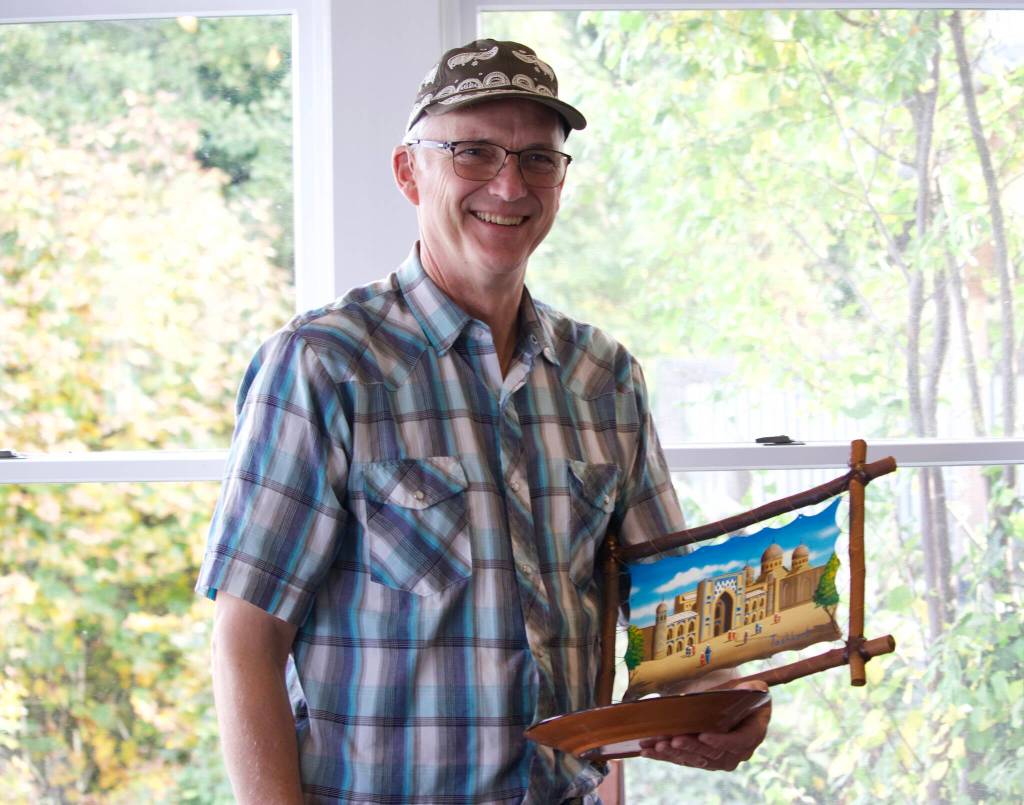 Photo by Rachel Rosen/Whidbey News-Times
The delegates presented Langley mayor Scott Chaplin with gifts from Uzbekistan, including an ornamental bowl and a painting of Tashkents old city.