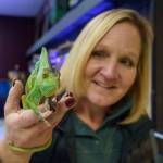 Debbie Wilkie with a chameleon.