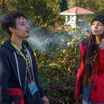 Photo by David Welton
Whidbey Island Cannabis budtenders Anthony Banks and Kati Sinclair enjoy a puff on their work break.