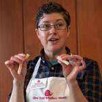 Photo by David Welton
Arjai Allred demonstrates different ways to shape endless possibility cookie dough, a recipe Allred created, at a holiday baking class in Greenbank Nov. 12.