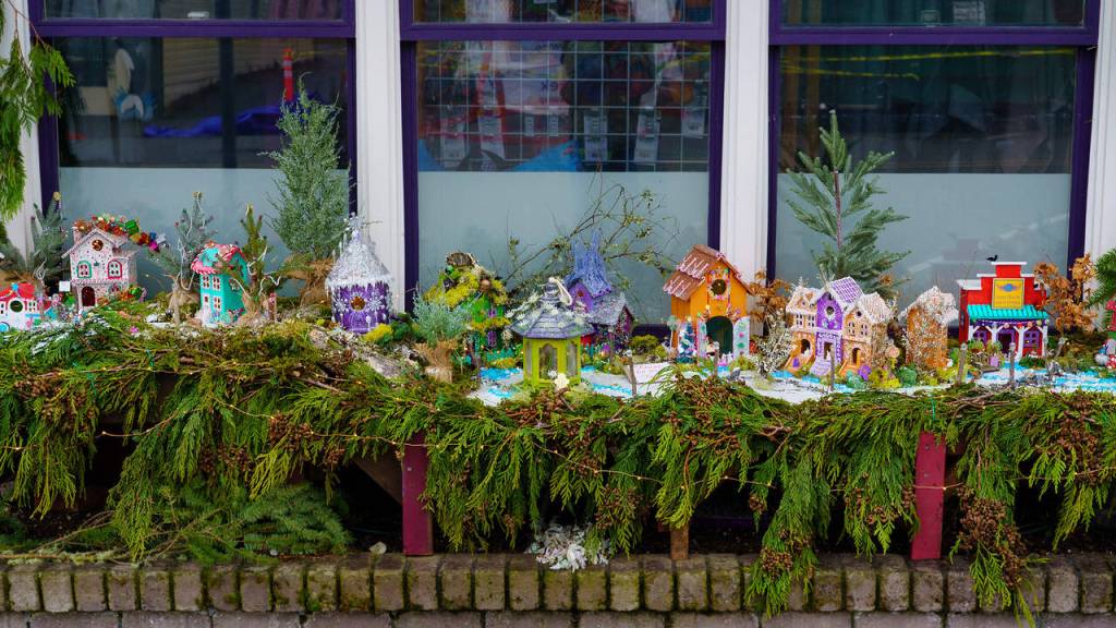 Photo by David Welton<em></em>
A festive Christmas scene can be found within the two planters outside of Fair Trade Outfitters in downtown Langley.
