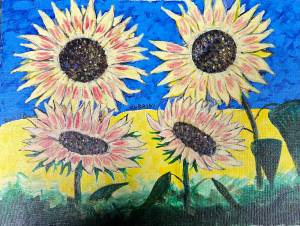 Image provided
A painting featuring the colors of the Ukrainian flag by Janet Smith serves as the logo for Whidbey Island Community Advocates for Refugee Efforts.