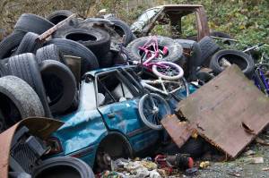 Photo by Rachel Rosen/Whidbey News-Times
Tires, bicycles and vehicles are among the garbage that has been dumped on the North Whidbey property.