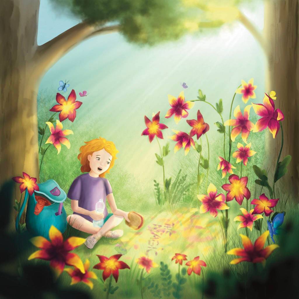 Frankie travels through a beautiful, serene forest. (Illustration provided)