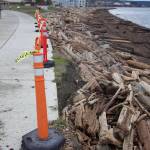 Photo by Rachel Rosen/Whidbey News-Times
Three and a half feet of sloped shoreline at Windjammer Park was washed away due to last weeks flooding.