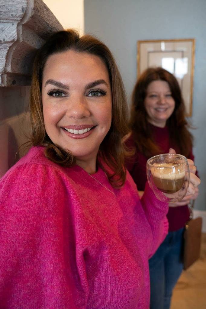 Photo by David Welton
From left, Erin Hoover and Suzanne Aldrich drink bicerin, a traditional Italian espresso with chocolate.
