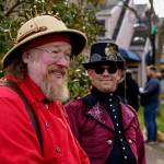 Photo by David Welton
Zeppelin Kaptian Count Nickola Lehmann (played by Matt Hoar) and Zeppelin Tours/Sales Chief Baron Phineas T. Bargun (Timon Simmons) were available to answer questions from sleuths during Langleys 38th annual Mystery Weekend. As usual, participants of the event are tasked with finding out who among the cast of costumed characters is the murderer.