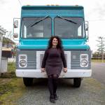 Photos by Annie Barker / The Herald
Willow Mietus, 50, on Feb. 1 stands in front of The Wool Wagon parked outside her home in Coupeville.