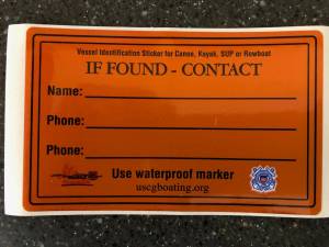Photo provided
A sticker on your kayak, canoe or paddleboard with your name and contact info can help first responders save time in locating the owner of a loose vessel.