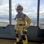 Photo provided
South Whidbey resident Jim Towers stands at the top of the Columbia Center after last years firefighter stairclimbing event in Seattle.
