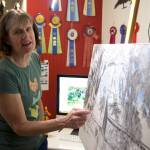 Photo by Rachel Rosen/Whidbey News-Times
Stacey Neumiller works on her latest piece.