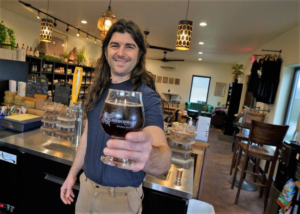 Photo by David Welton
Cherry Bochet mead is on tap at Hierophant Meadery.