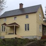 Photo by Karina Andrew/Whidbey News-Times
The Haller House is primed for its final paint job, which will be brown and tan.