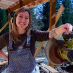 Gabbi Korrow, 29, learned all about tools, including the chop saw, when she contributed her own labor to build her own home in 2021 and 2022. (Photo by David Welton)