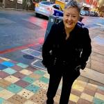 Photo provided
Amy Wheeler, the creator of Play Club, outside Berkeley Repertory Theatre, where members saw Cambodian Rock Band in San Francisco in March.