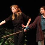 Wynter Arndt, left, and Birdie Sinclair play sisters Tilly and Agnes Evans, who take on monsters in a Dungeons and Dragons adventure Tilly wrote before her death.