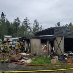 Photo provided
North Whidbey Fire and Rescue firefighters respond to a barn fire on Frostad Road on Sunday.