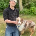 Photo provided
Tré Frampton, WAIF community outreach coordinator, spends time with Gus, who is available for adoption.