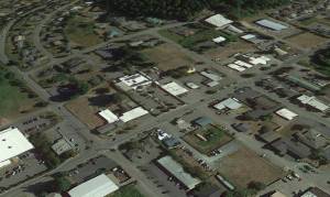 Google Earth image
Three roundabouts were planned for downtown Freeland.