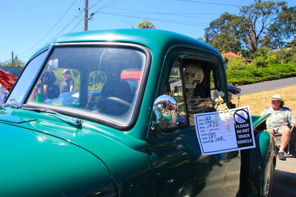Cesar Rodriguez, who is alive and well, chose to put his spin on the show with a skeleton behind the wheel. (Photo by Luisa Loi)