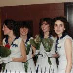 From left, seniors Annette Braaten and Carol Milard Price of the class of 83 with two other cheerleaders.
