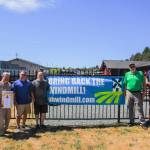 Left to right: Steve Schwalbe (Rotary member), Brian Jones (Rotary member), Jason Tritt (owner of Flyers), Councilman Jim Woessner, Councilman Eric Marshall. (Photo by Luisa Loi/Whidbey News-Times)