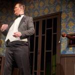 Phyllis helps out Saul Watson/Dr. Rex Forbes (played by Eric George) during the premiere of her play. (Photo by Luisa Loi/Whidbey News-Times)