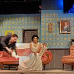 Billy Carew/Stephen Sellers (played by Wesley Moran) falls during the premiere of Murder Most Foul as staff watches horrified from behind the scenes. (Photo by Luisa Loi/Whidbey News-Times)