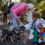 Dogs of all kinds received blessings from Rev. Jenny Cleveland on Oct. 1. (Photo by David Welton)