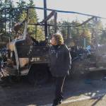 Photo by Luisa Loi / Whidbey News-Times
Photo by Luisa Loi / Whidbey News-Times
Island County Commissioner Janet St. Clair inspects the remnants of an RV fire.