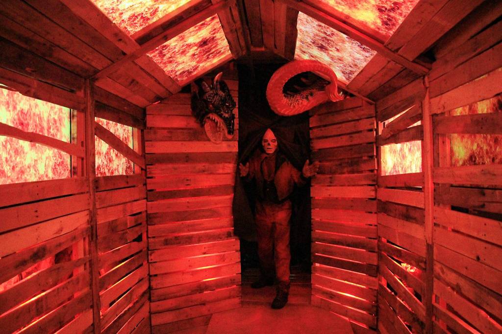 Photo by Luisa Loi
Jack Twisted lures a Whidbey News-Times reporter into a burning shed.