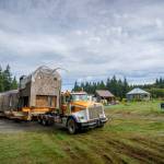 The house arrives at the couples property. (Photo by David Welton)