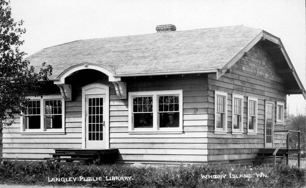 The Langley Library in 1923 was a solitary structure before Second Street was built. (Photo provided by South Whidbey Historical Society)
