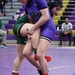 Oak Harbors Brianna Richard wrestles an opponent during the Rock Island Rumble tournament that took place Saturday at Oak Harbor High School. Richard placed first in the 135-pound weight class. (Photo by John Fisken)