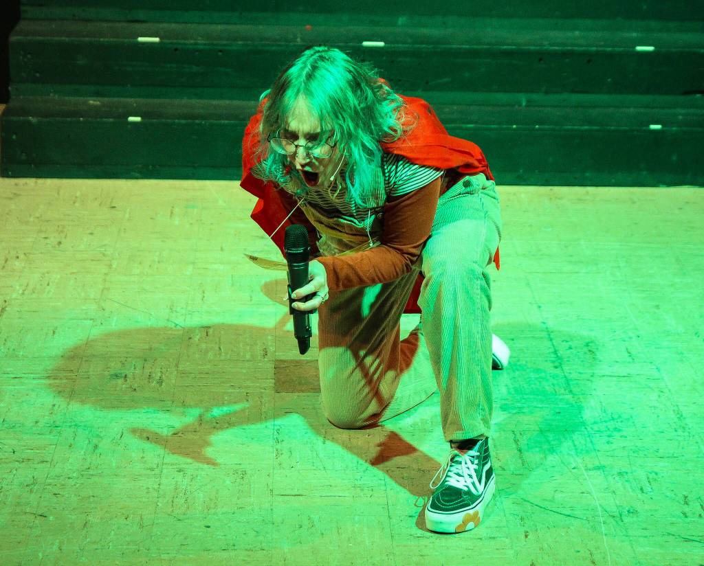 Leaf Coneybear, played by Dany Stahl, passionately sings Im Not That Smart. (Photo by Luisa Loi)