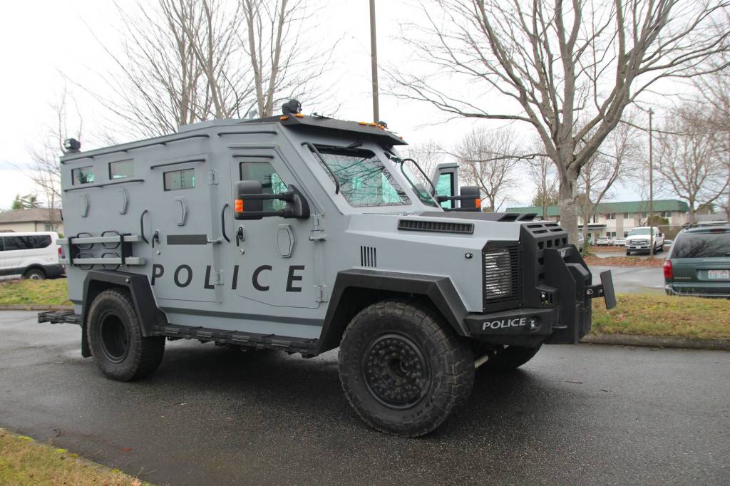Oak Harbor police recently purchased a ballistic armored tactical transport. (Photo by Jessie Stensland)