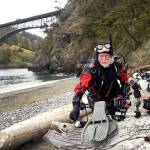 Longtime Whidbey diver Jan Kocian smiles in his SCUBA gear at Deception Pass State Park. (Photo courtesy of Jan Kocian)