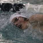 Sophomore Rowan Jung took third place in the 200 yard freestyle and the 500 yard freestyle at the district meet. (Photo by Matt Simms)