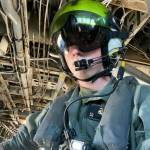 C-53E helicopter Crew Chief Donovan Davis traveled to Japan, flew with night vision goggles and shot guns from a helicopter.  (Photo courtesy of Greg Davis)