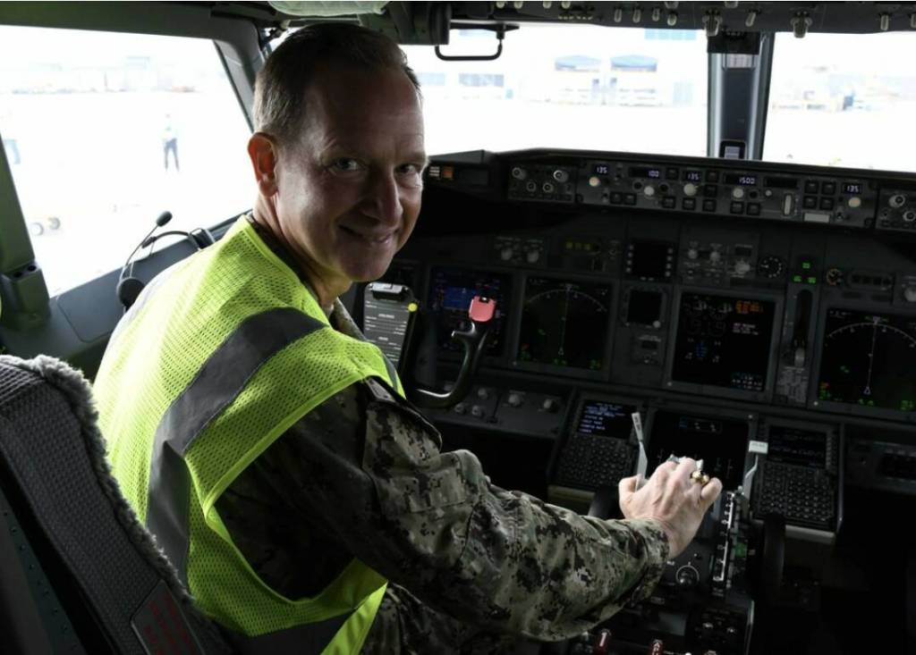 Vice Adm. John B. Mustin, Chief of Navy Reserve and Commander, Navy Reserve Force, takes delivery of the first new P-8A Poseidon for the Naval Air Force Reserve during a ceremony at Boeing Military Delivery Facility in Tukwila, Wash. This first delivery of the new P-8A Poseidon is a historic moment as it is the first purpose-built aircraft sent directly to the Navy Reserves defense architecture in its aggressive transformation as an elite warfighting organization. Our patrol aircraft deploy and operate globally in support of national defense priorities executing myriad missions ranging from supporting homeland defense (HLD), participating in exercises sustaining fleet readiness, and work alongside partner and allied nations maintaining proficiency and increasing interoperability. (Photo courtesy of the US Naval Air Force Reserve)