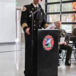 Fire Chief Jerry Helm led the dedication ceremony. (Photo by Luisa Loi)
