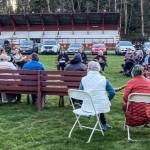 Around 50 people from a few months old to seniors encircled a propane firepit by a beautiful historic barn of the Whidbey Island Fairgrounds. (Photo courtesy of David Stern)