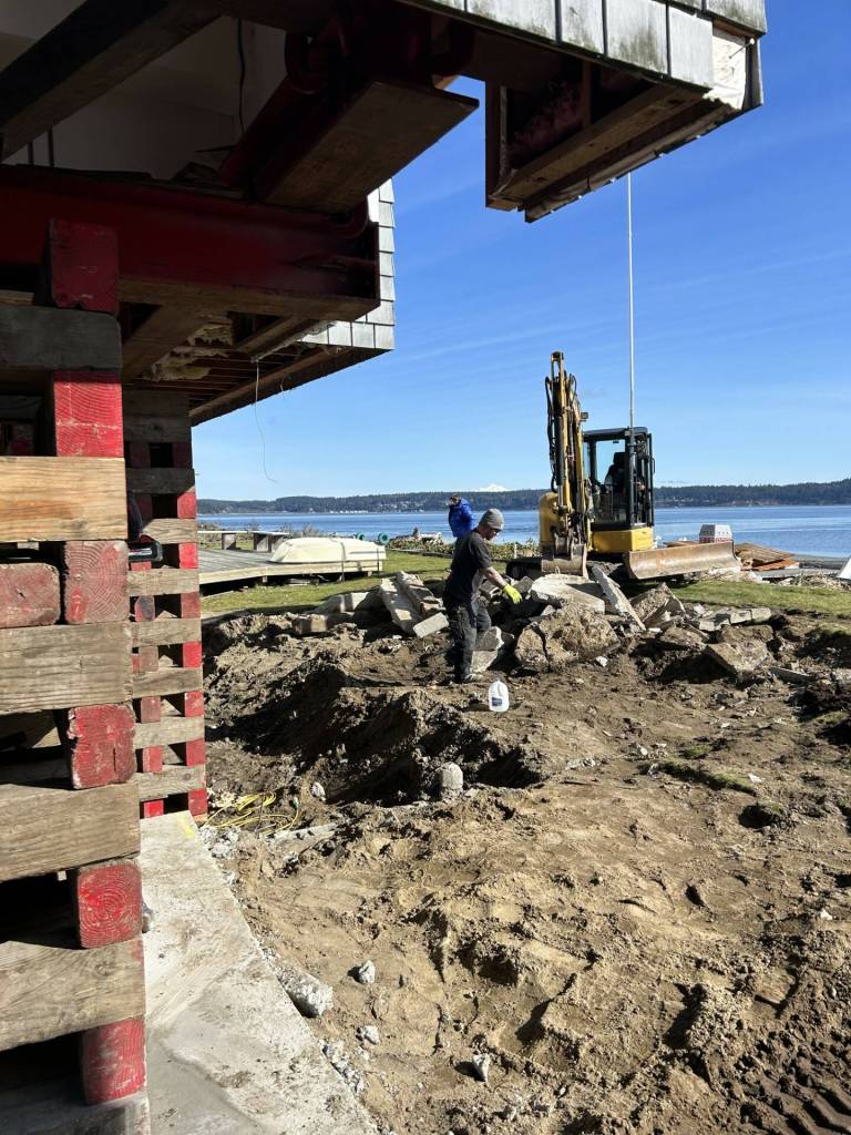 In addition to raising the Whidbey Shores property above the flood zone, Reddan Construction moved it two feet north to accommodate setback rules. (Photo courtesy of Reddan Construction)