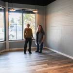 Photo by Luisa Loi
Margaret Livermore and Teresa Besaw stand in the approximately 225-square-foot business incubator at the Main Street Associations new location on Pioneer Way.