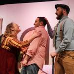 Photo by Luisa Loi
Grief Counselor Sally Chessington (played by Amy Jones) shouts at Norman (Chris Kehoe) after Eric (Wesley Moran, at right) told her hes deaf.