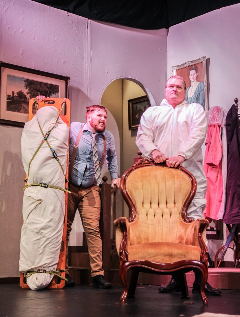 Photo by Luisa Loi
Eric, played by Wesley Moran, refuses to let Mr. Forbright, the undertaker played by Steve De Haven, take a body for an autopsy.